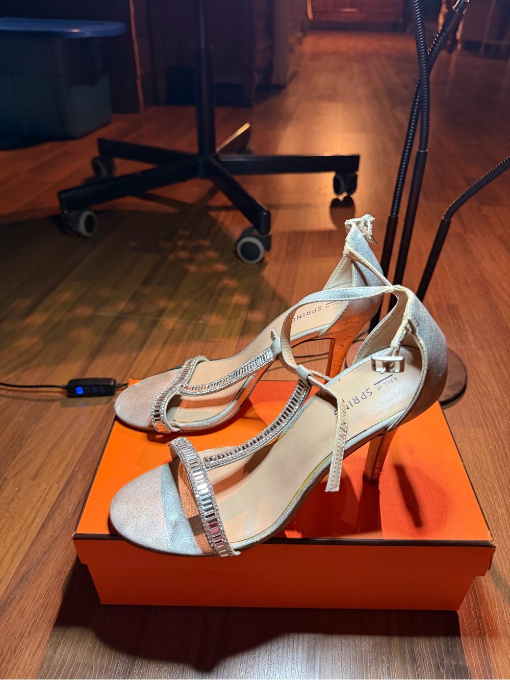 Call It Spring Champagne T-Strap Rhinestone Heels - Picture 3 of 4